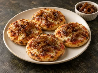Mini pizza Pol Roti cu ceapă caramelizată