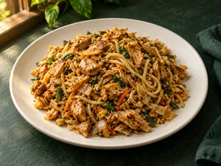 Kottu cu tăiței și pui