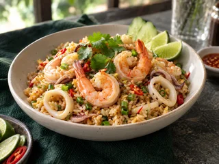 Orez prăjit thailandez cu fructe de mare