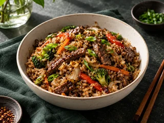 Orez mongol rumenit la wok