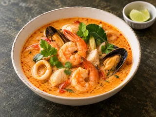 Supă de fructe de mare în stil Tom Yum