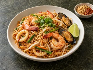 Tăiței thailandezi cu fructe de mare